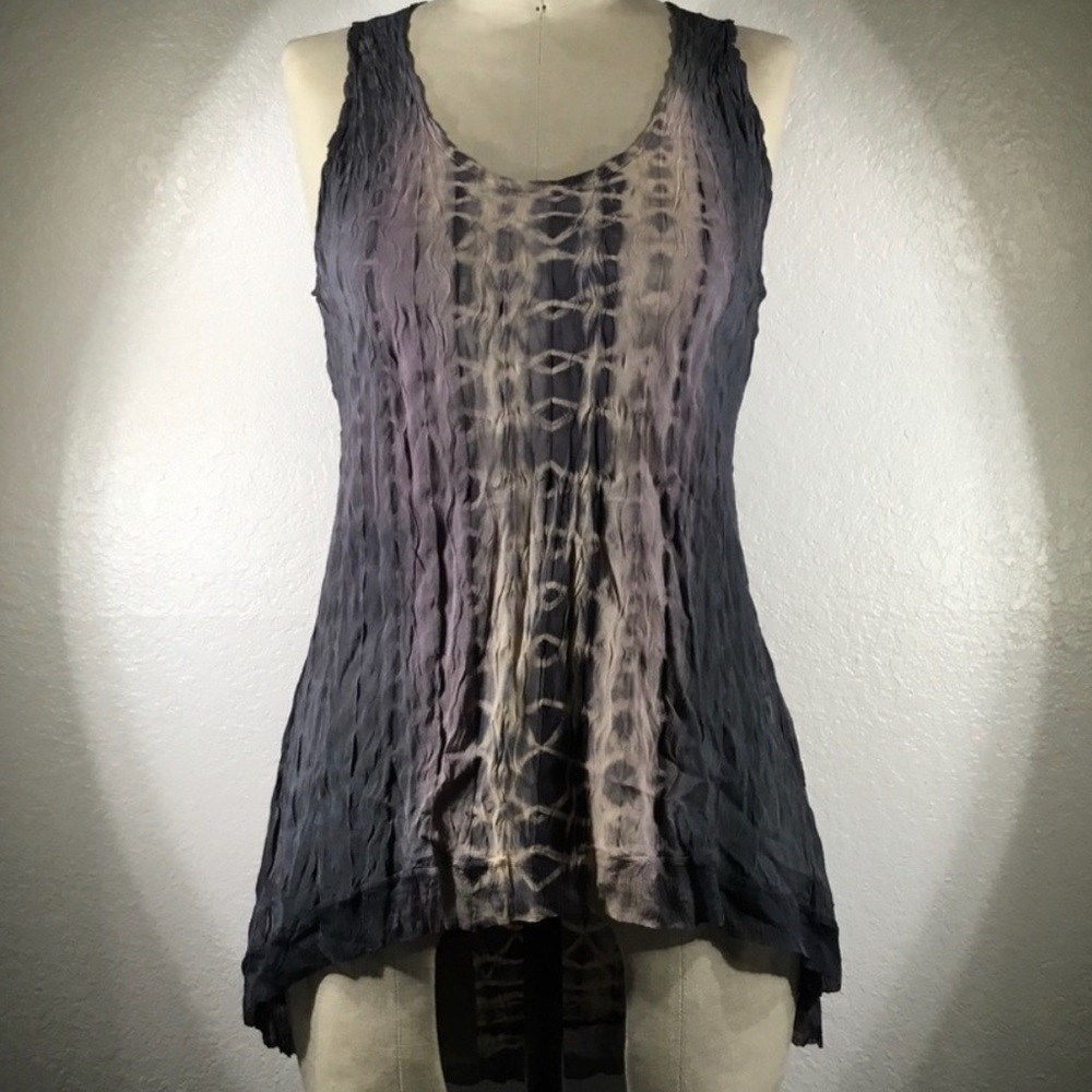 Viviana Uchitel Hi-Lo Silk Tank in Smoke Signal/ Moon Shadow NWT